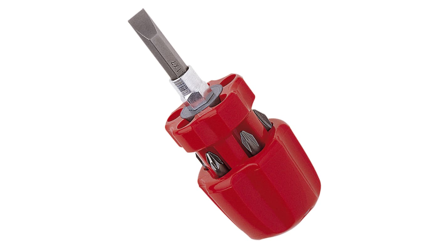 Virax Phillips, Pozidriv Bit Holder Screwdriver, 0.8 x 5 mm, 1 x 7 mm, PH1 mm, PH2 mm, PZ1 mm, PZ2 mm Tip, 15 mm Blade,