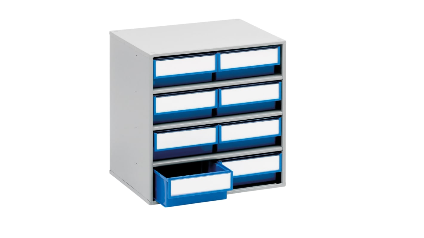 Treston 8 Drawer Storage Unit, Plastic, 395mm x 400mm x 300mm, Blue