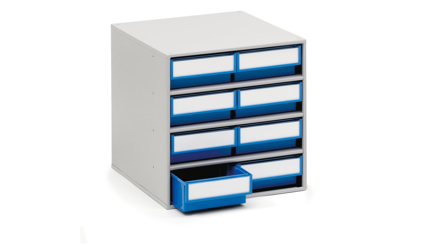 Treston 8 Drawer Storage Unit, Plastic, 395mm x 400mm x 300mm, Blue