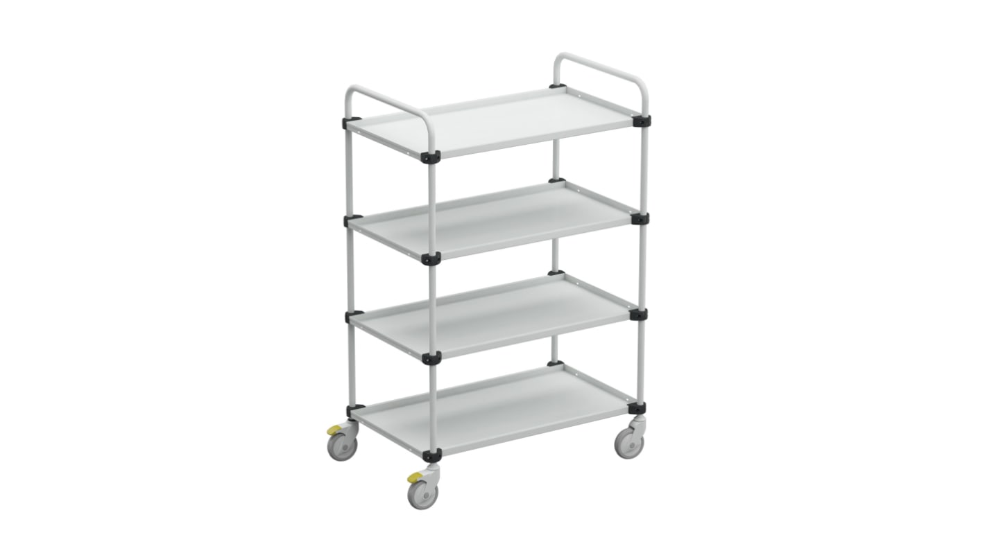 Treston 4 Shelf Aluminium, Steel Trolley Trolley, 1000 x 400mm, 300kg Load