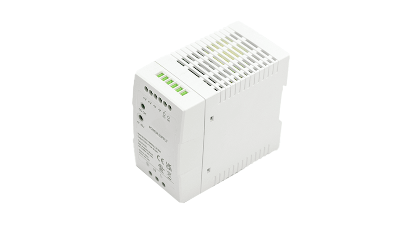 RS PRO Switch Mode DIN Rail Power Supply, 90 → 264V ac ac Input, 24V dc dc Output, 4A Output, 96W