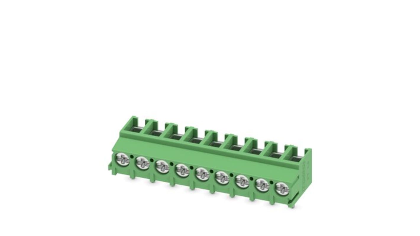 Phoenix Contact PT Series PCB Terminal Block, 9-Contact, 5mm Pitch, PCB Mount, 1-Row, Screw Termination