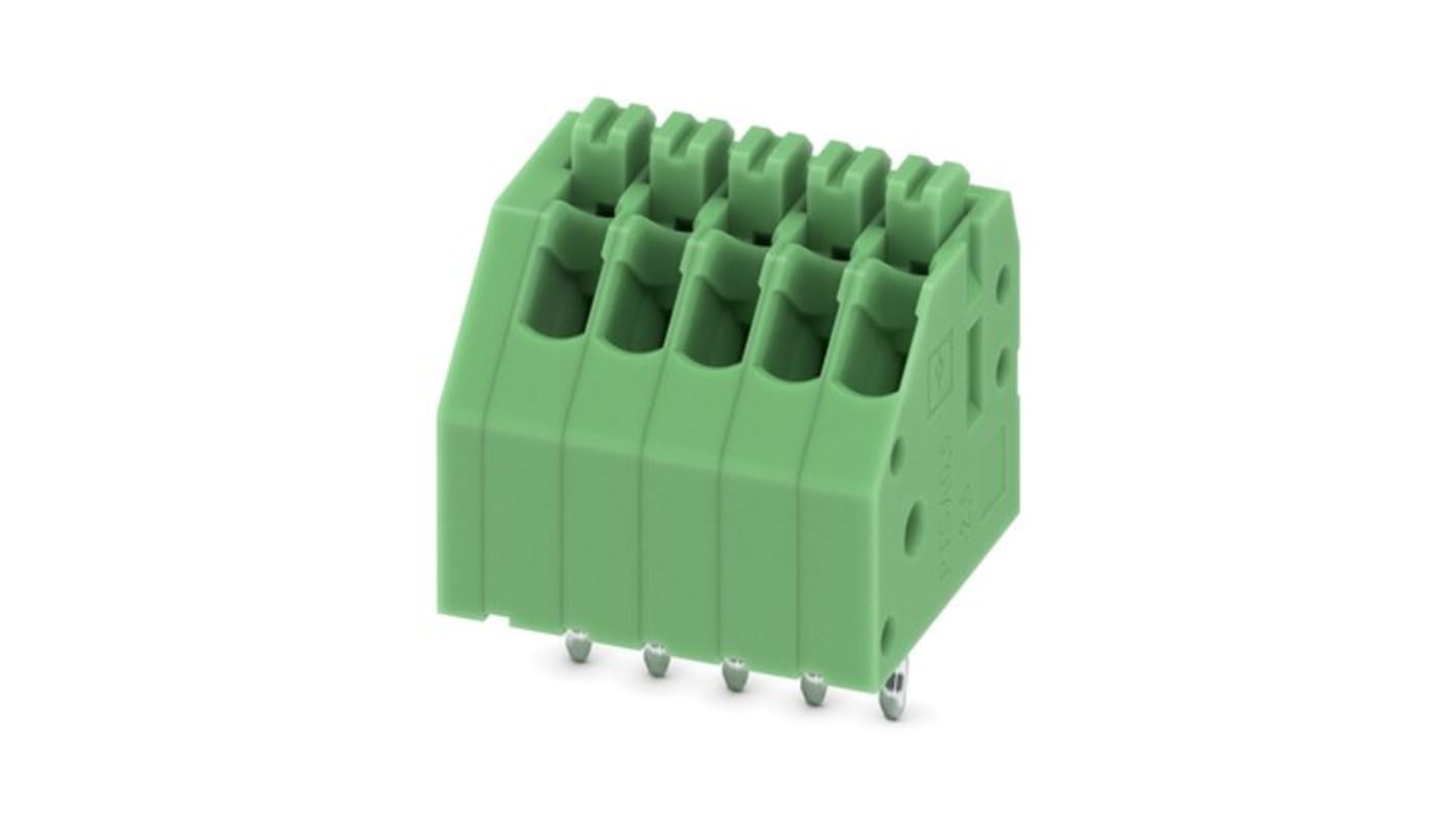 Phoenix Contact PTSA Series PCB Terminal Block, 5-Contact, 2.5mm Pitch, PCB Mount, 1-Row, Push In Termination