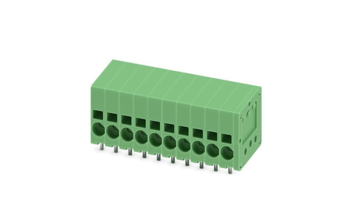 Phoenix Contact SPT Series PCB Terminal Block, 10-Contact, 3.5mm Pitch, PCB Mount, 1-Row, Push In Termination