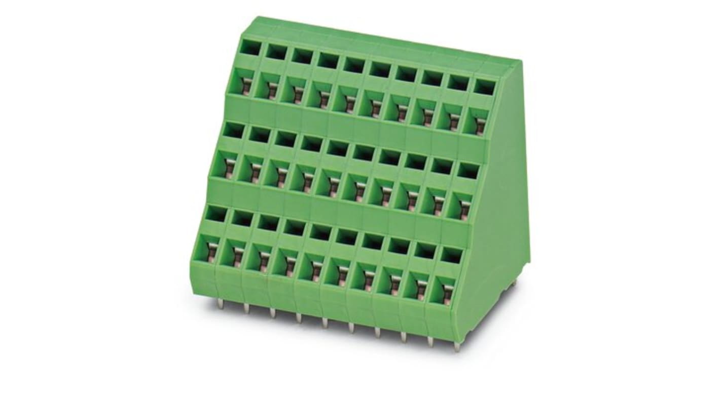 Phoenix Contact ZFK3DSA Series PCB Terminal Block, 48-Contact, 5.08mm Pitch, PCB Mount, 3-Row, Spring Cage Termination