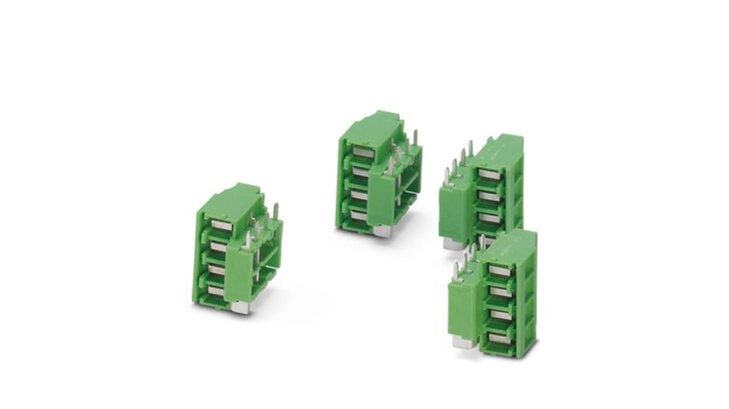Phoenix Contact MKDSO Series PCB Terminal Block, 4-Contact, 5mm Pitch, PCB Mount, 1-Row, Screw Termination
