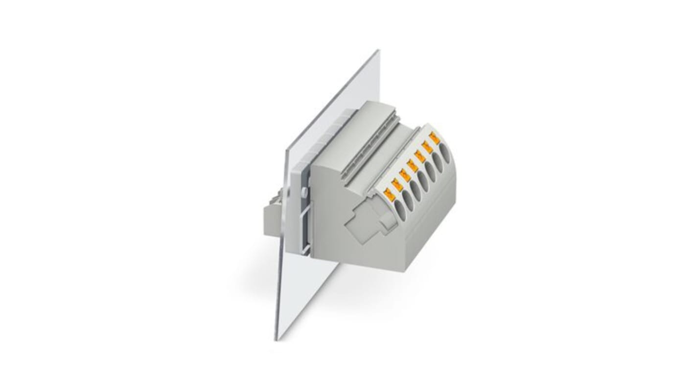 Phoenix Contact 4-POT-SCM Series Panel Feed Through Terminal Plug, 2-Contact, 8.1mm Pitch, Panel Mount, 1-Row, Push In