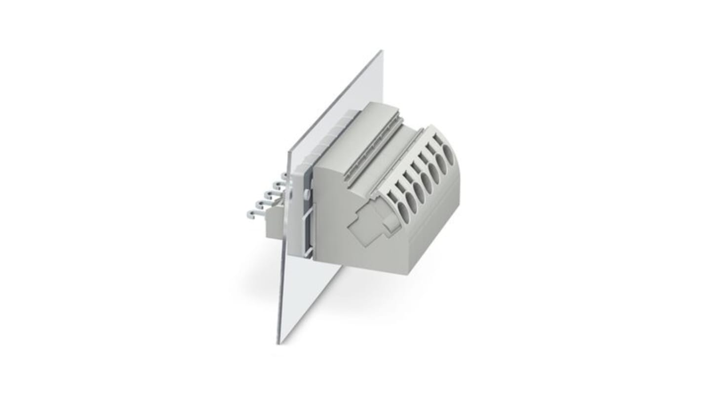 Phoenix Contact PWO 4-POT-SL Series Panel Feed Through Terminal Plug, 2-Contact, 8.1mm Pitch, Panel Mount, 1-Row, Push