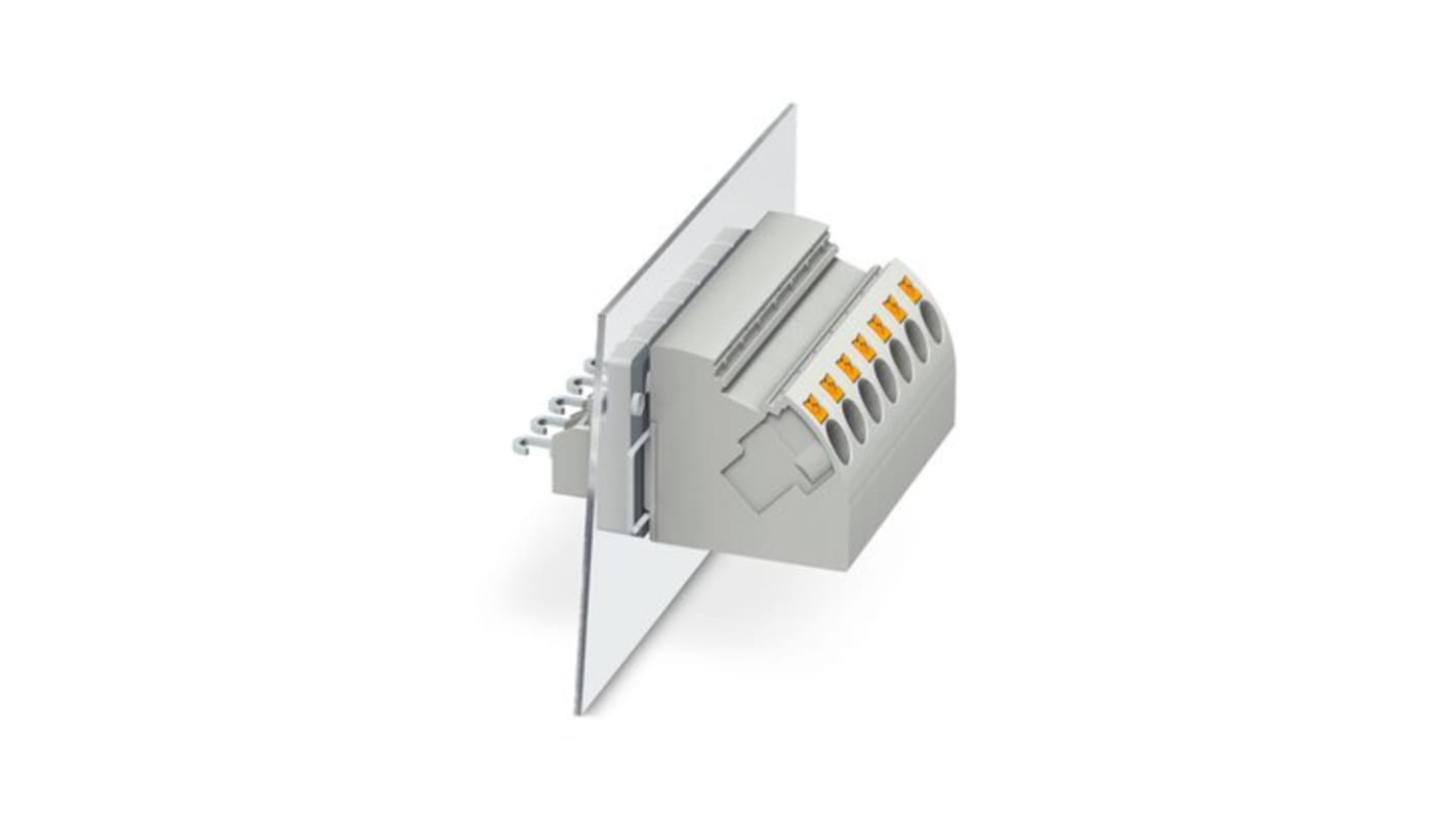 Phoenix Contact PW 4-POT-SL Series Panel Feed Through Terminal Plug, 2-Contact, 8.1mm Pitch, Panel Mount, 1-Row, Push
