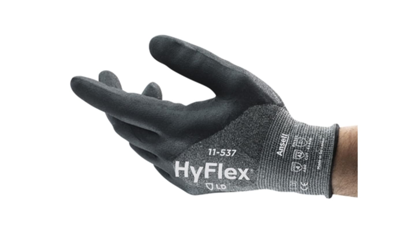 Gants de manutention Ansell HYFLEX 11-537 taille 7, Résistant aux coupures, Noir