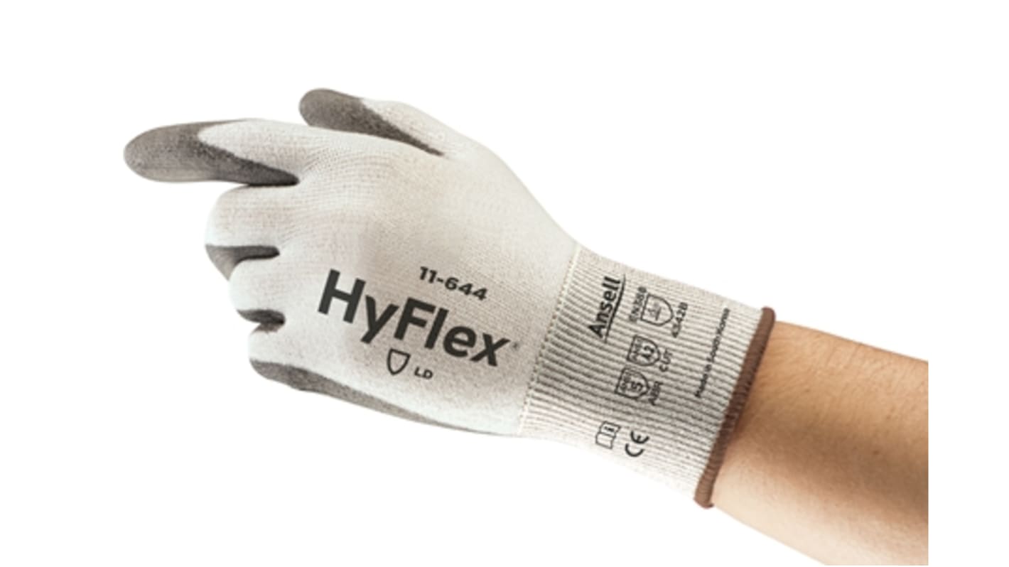 Ansell HyFlex 11-644 Grey HPPE, Nylon, Spandex Abrasion Resistant, Cut Resistant Work Gloves, Size 7, Polyurethane