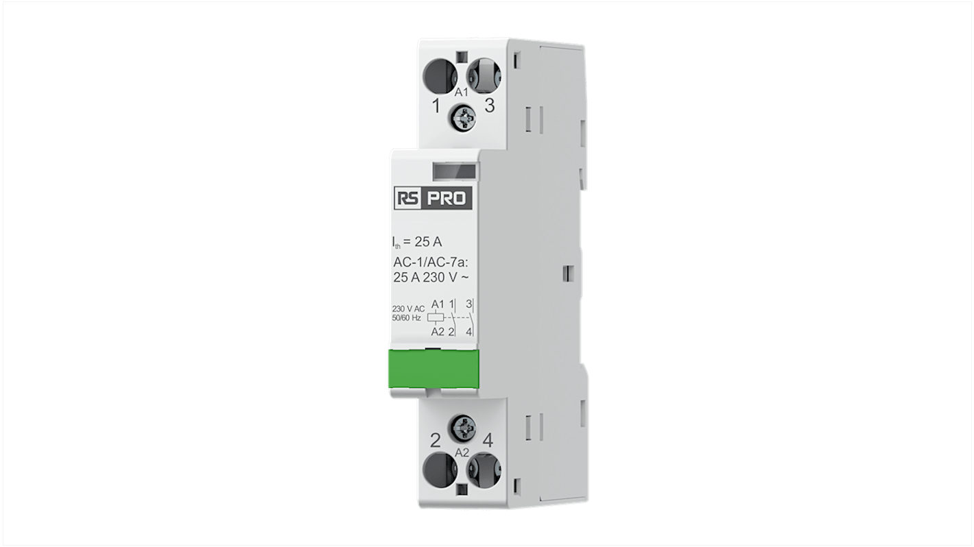 RS PRO Installationsschütz 230 V ac-Spule, 2 -polig / 25 A 2 NO (Schließer)