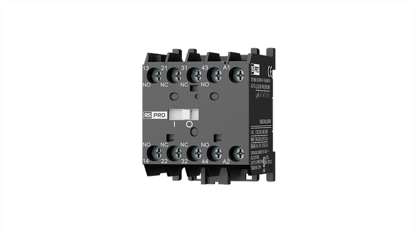 Relè contattore RS PRO, 4 poli, 2 NA/2 NC, 4 A, bobina 24 V