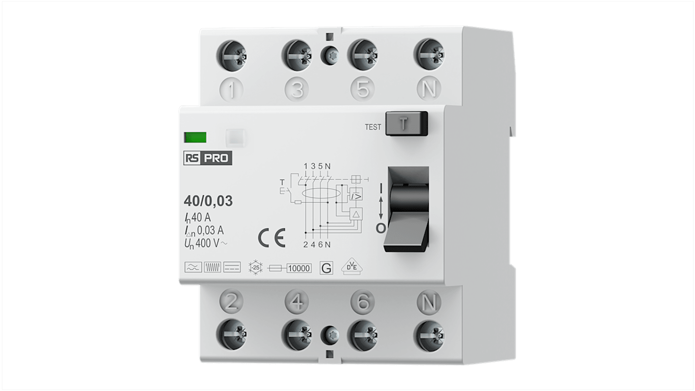 RCCB residenziali RS PRO, 4P, 40A, sensibilità 30mA, Tipo B