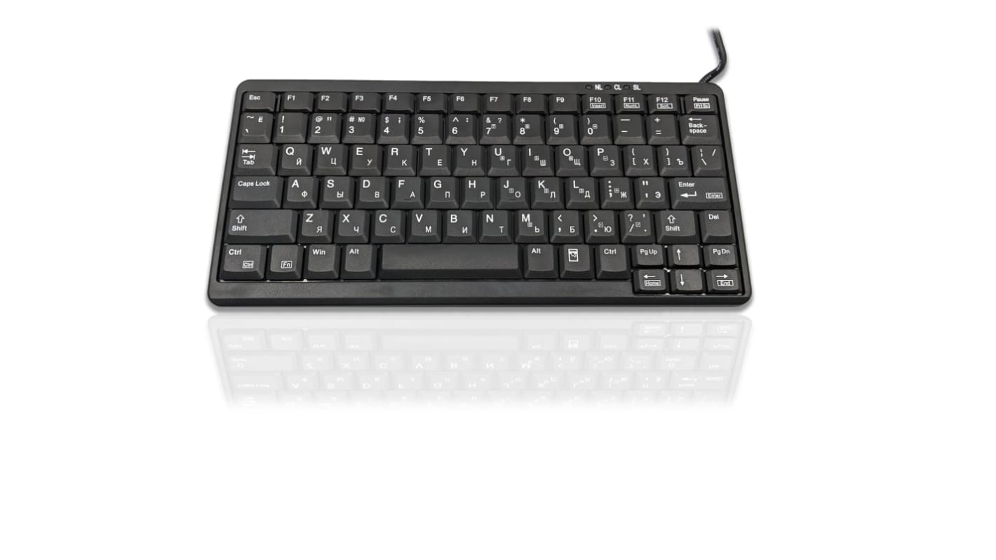 Ceratech KYB500-K82A-15CY Wired PS/2 & USB Compact Keyboard, QWERTY (Cyrillic), Black