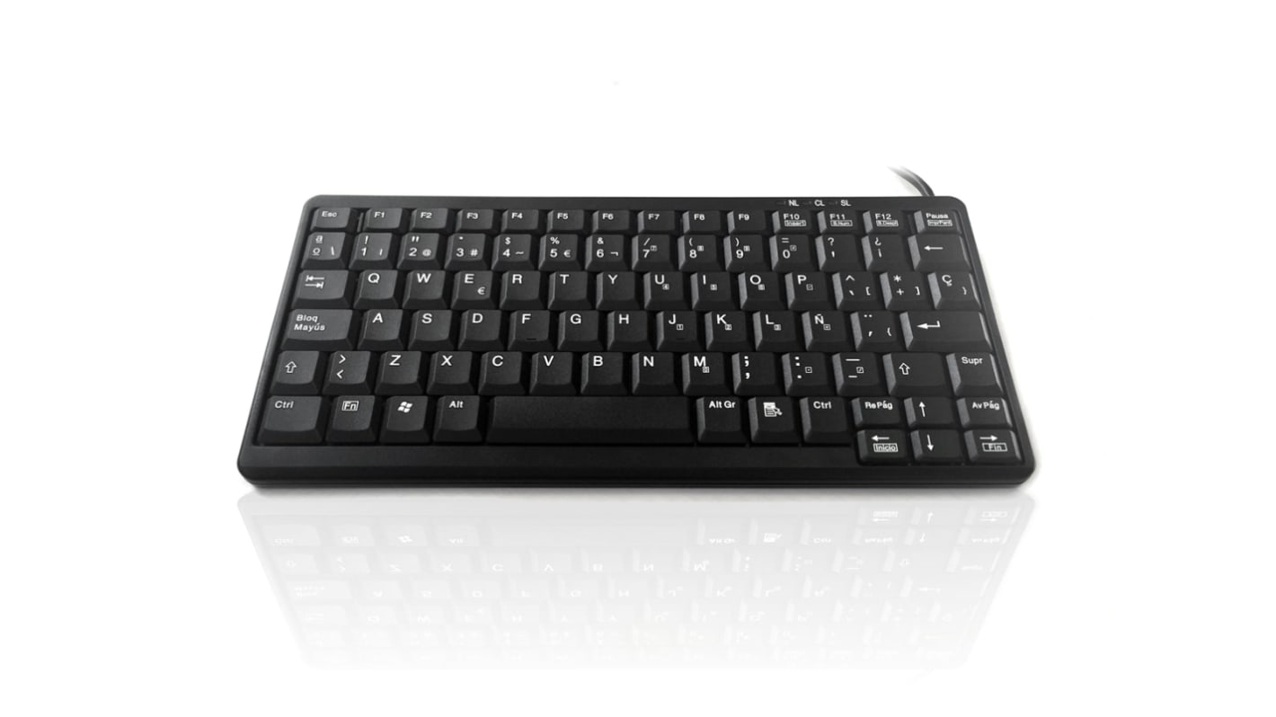 Ceratech KYB500-K82A-15SP Wired PS/2 & USB Compact Keyboard, QWERTY (Spain), Black