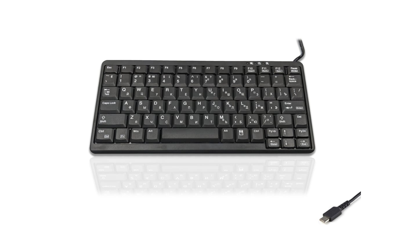 Ceratech KYB500-K82A-CY-C Wired USB Compact Keyboard, QWERTY (Cyrillic), Black