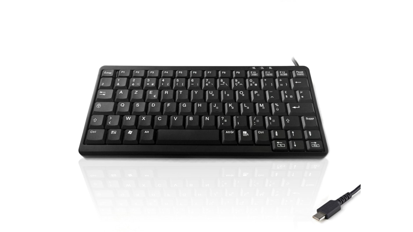 Ceratech KYB500-K82A-FR-C Wired USB Compact Keyboard, QWERTY (French), Black