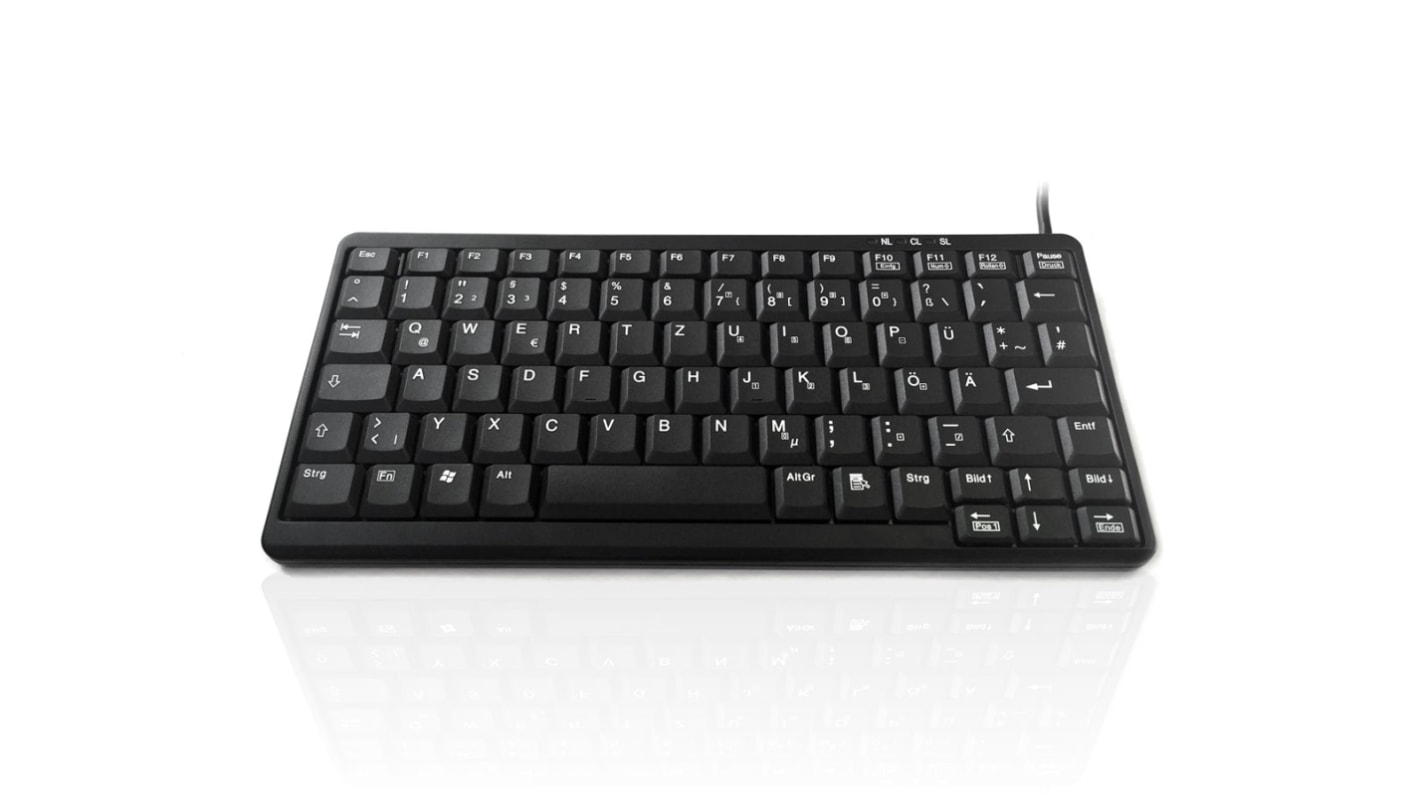 Ceratech KYB500-K82A-GR Wired PS/2 & USB Compact Keyboard, QWERTZ (German), Black