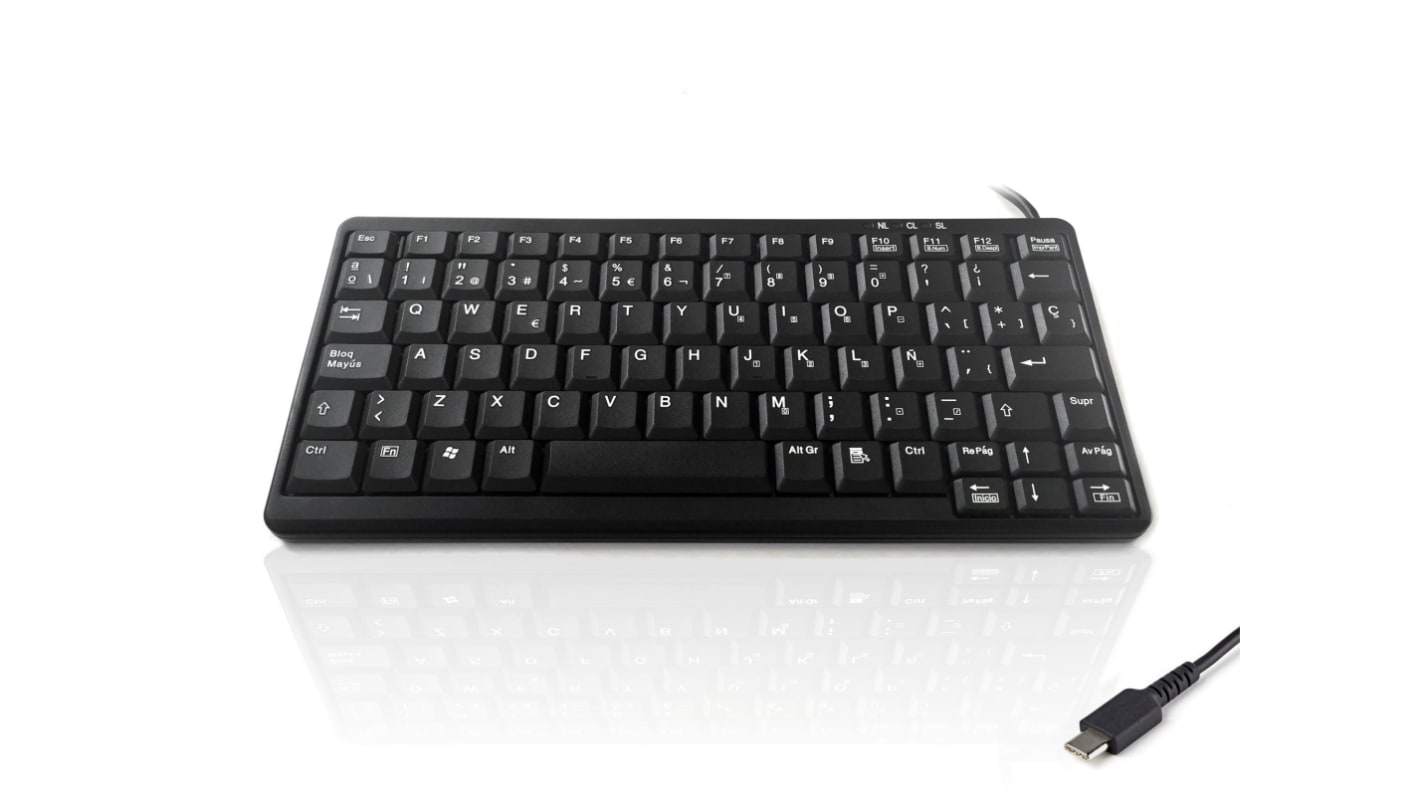 Ceratech KYB500-K82A-SP-C Wired USB Compact Keyboard, QWERTY (Spain), Black