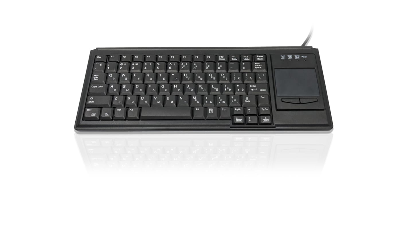 Ceratech KYB500-K82B-15CY Wired USB Touchpad Keyboard, QWERTY (Cyrillic), Black