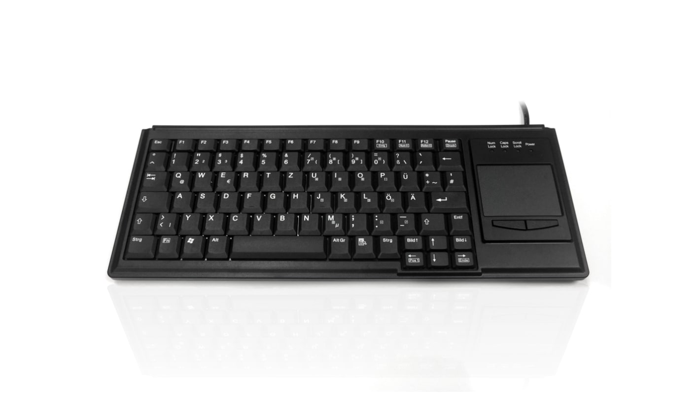 Ceratech KYB500-K82B-15GR Wired USB Touchpad Keyboard, QWERTZ (German), Black