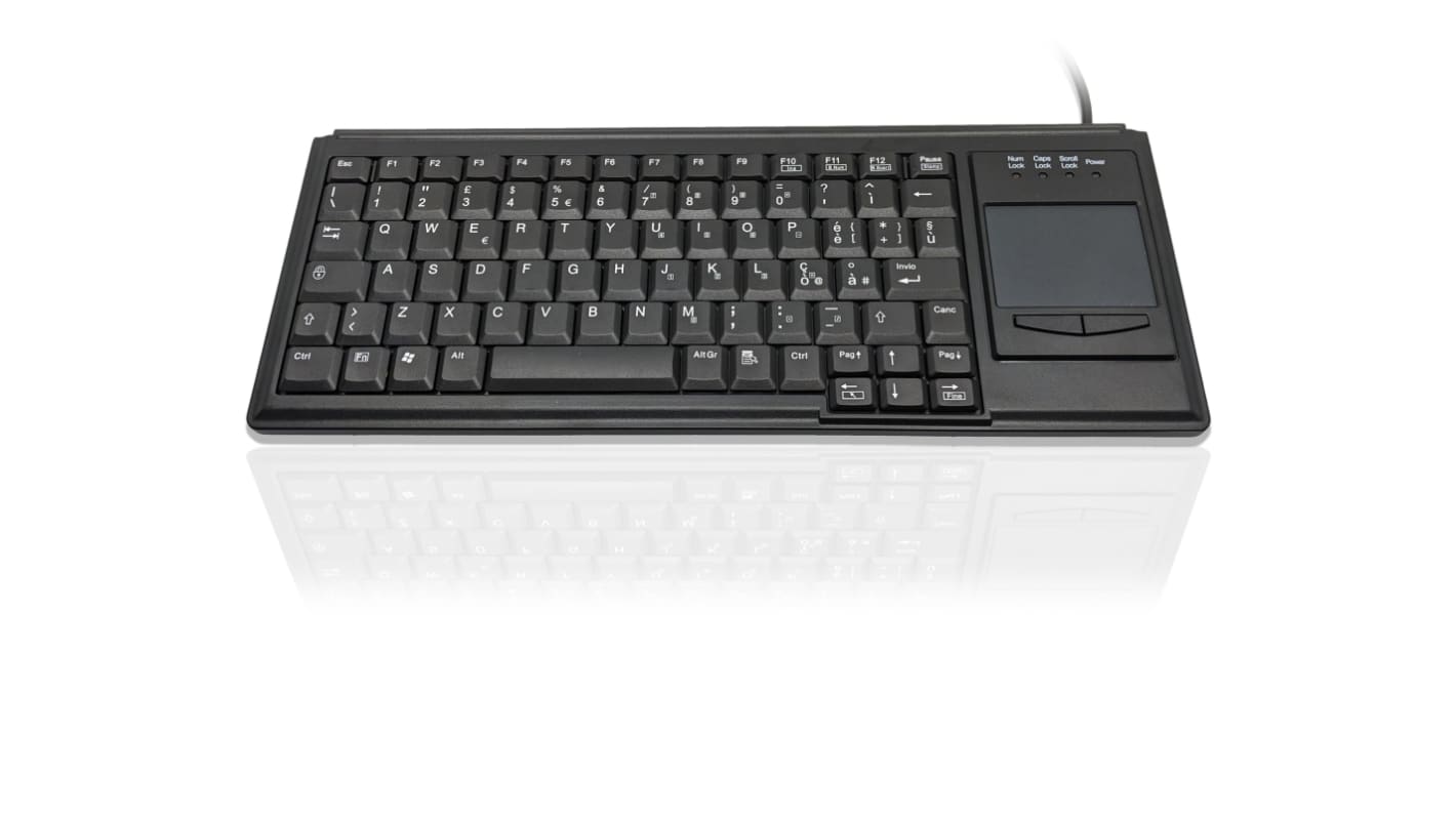 Ceratech KYB500-K82B-15IT Wired USB Touchpad Keyboard, QWERTY (Italy), Black