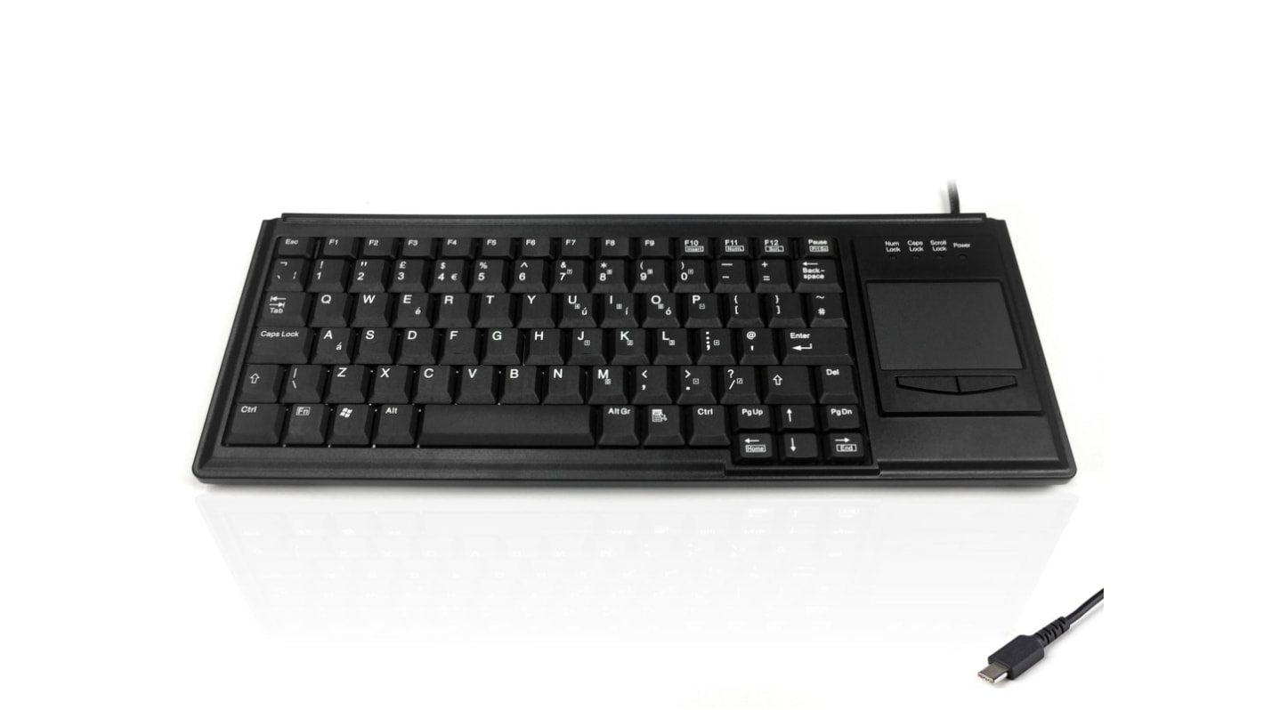 Ceratech KYB500-K82B-C Wired USB Touchpad Keyboard, QWERTY (UK), Black