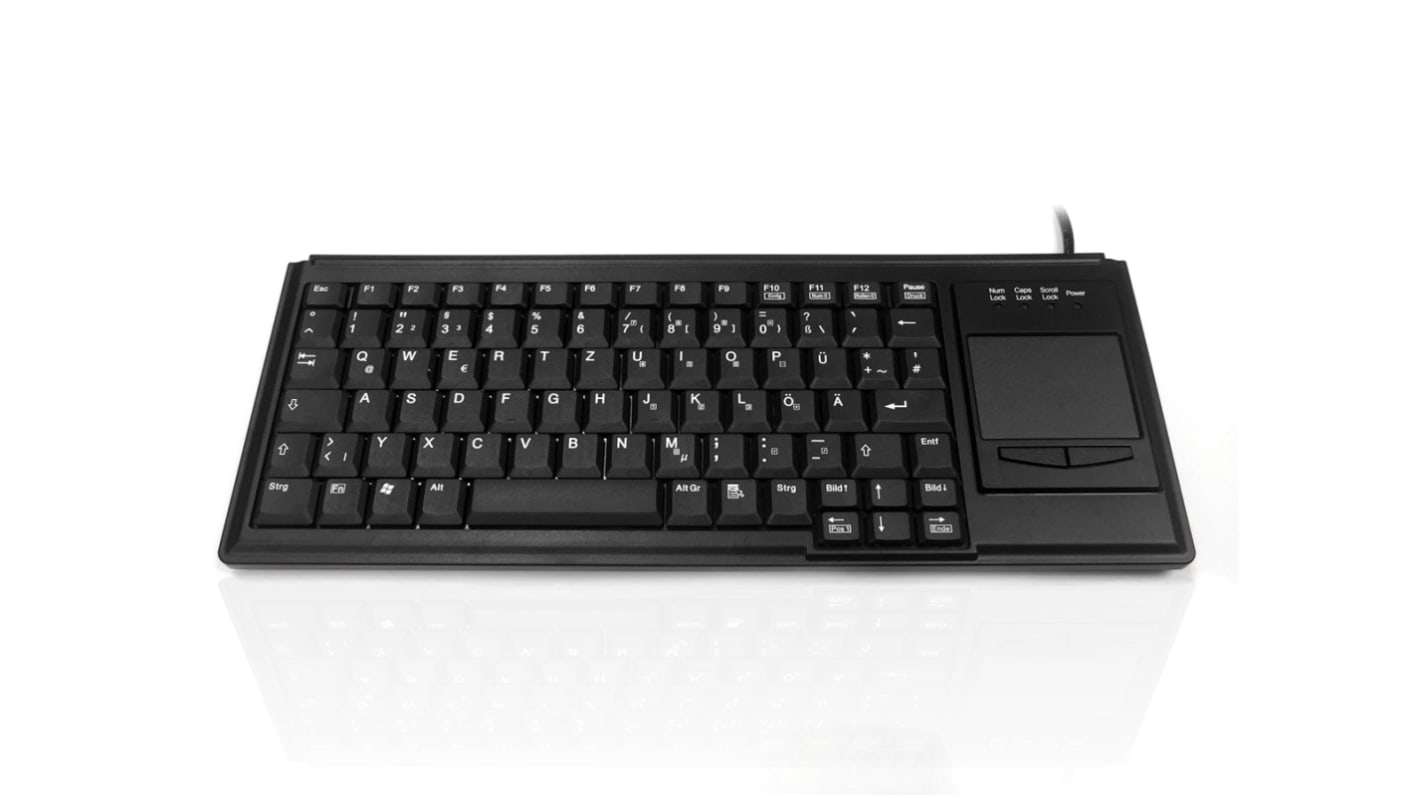 Ceratech KYB500-K82B-GR Wired USB Touchpad Keyboard, QWERTZ (German), Black