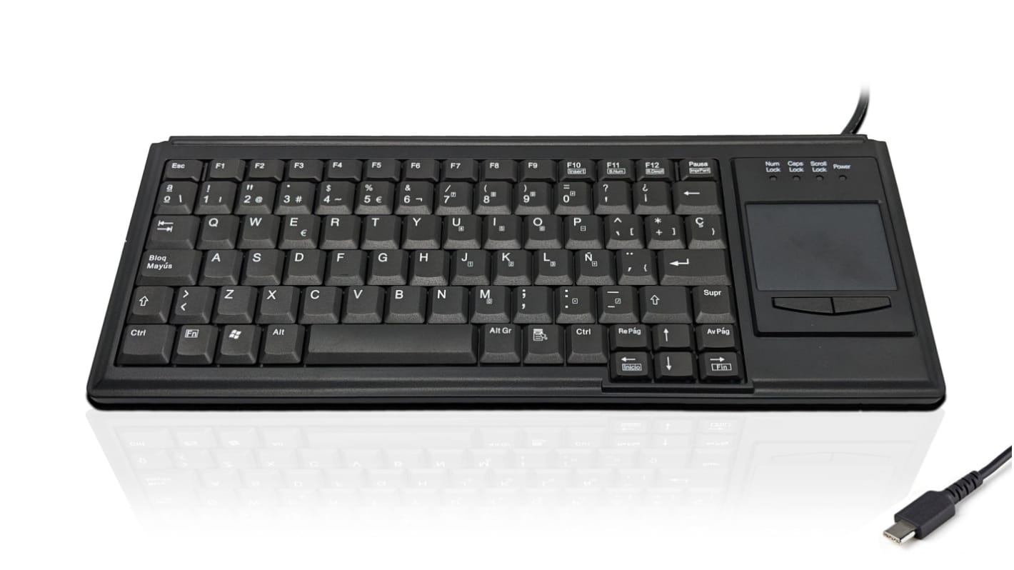 Ceratech KYB500-K82B-SP-C Wired USB Touchpad Keyboard, QWERTY (Spain), Black