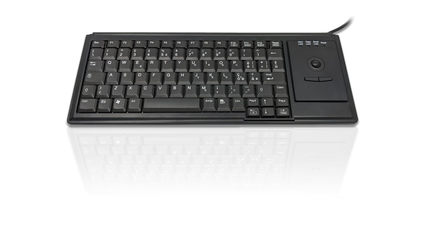 Teclado Ceratech, , Con cable, Negro, USB, Trackball, QWERTY (Italia)