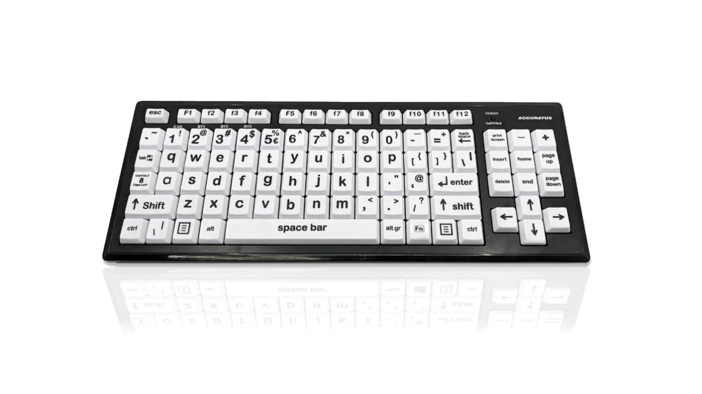 Ceratech KYB-M2BLK-LCUSBT Wireless Bluetooth Vision Impairment Keyboard, QWERTY (US), Multi Colour