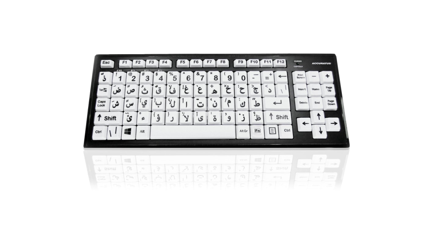 Ceratech KYB-M2BLK-UCARBT Wireless Bluetooth Vision Impairment Keyboard, QWERTY (Arabic), Multi Colour