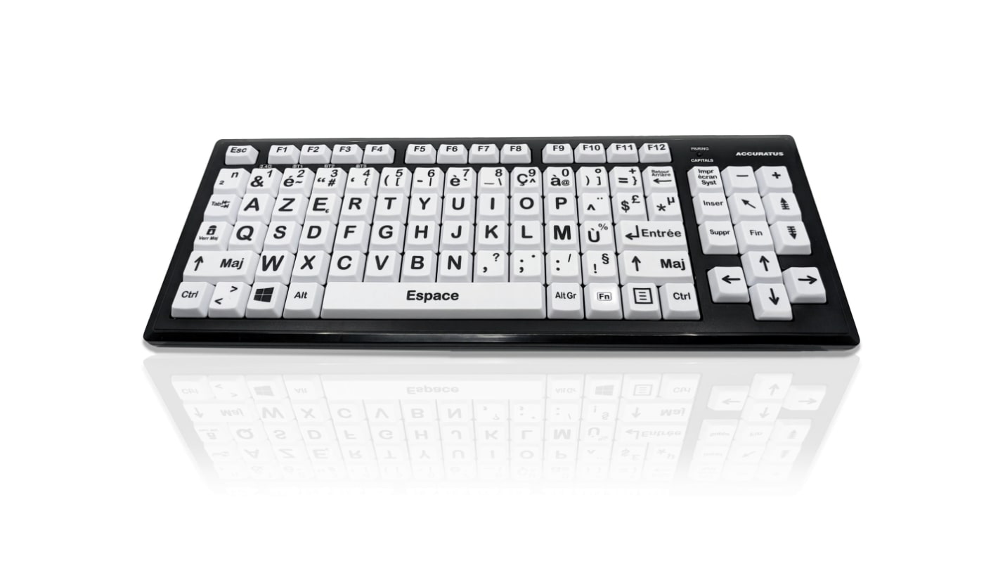 Ceratech KYB-M2BLK-UCFRBT Wireless Bluetooth Vision Impairment Keyboard, QWERTY (French), Multi Colour