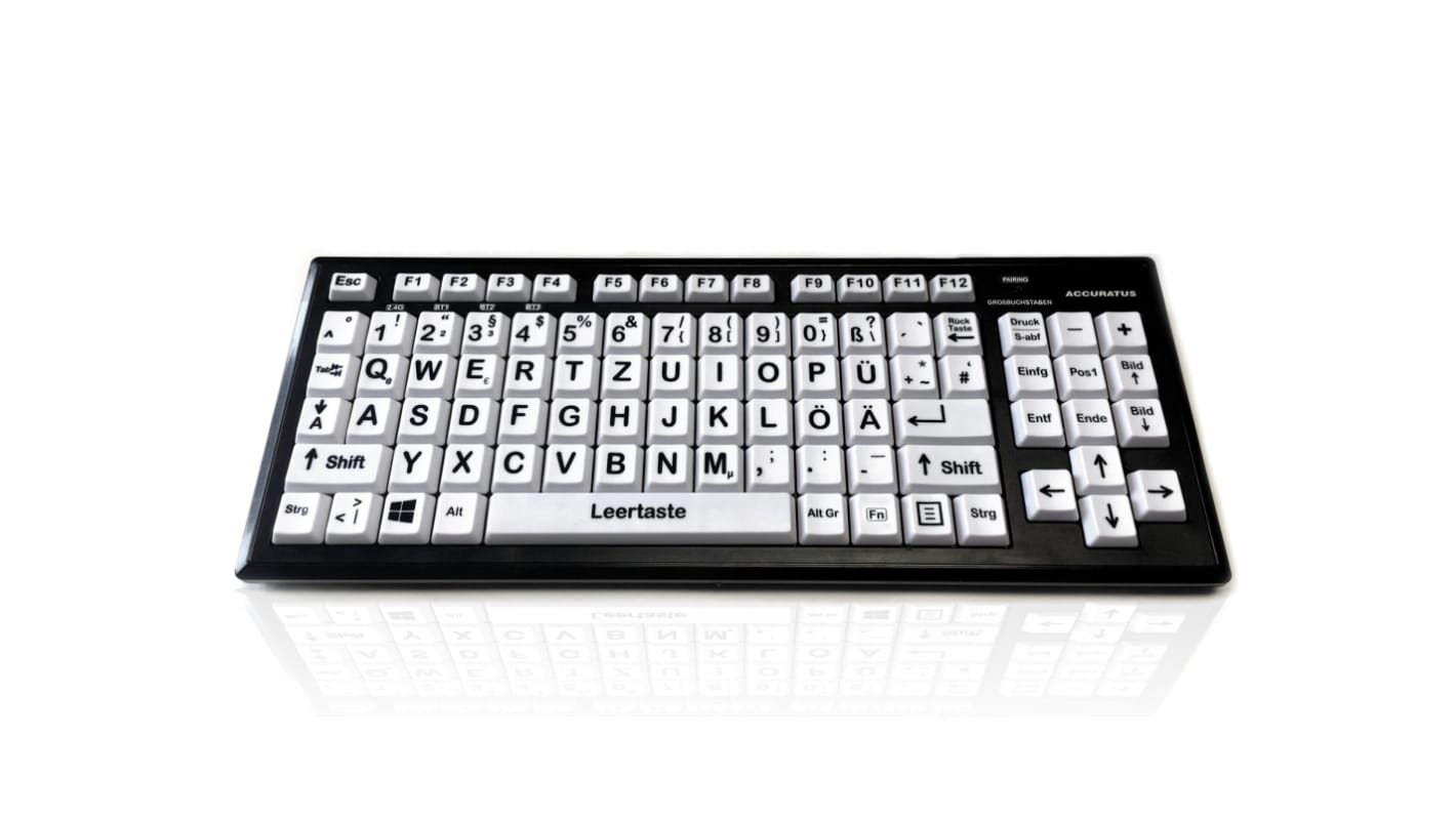 Ceratech KYB-M2BLK-UCGRBT Wireless Bluetooth Vision Impairment Keyboard, QWERTY, Multi Colour