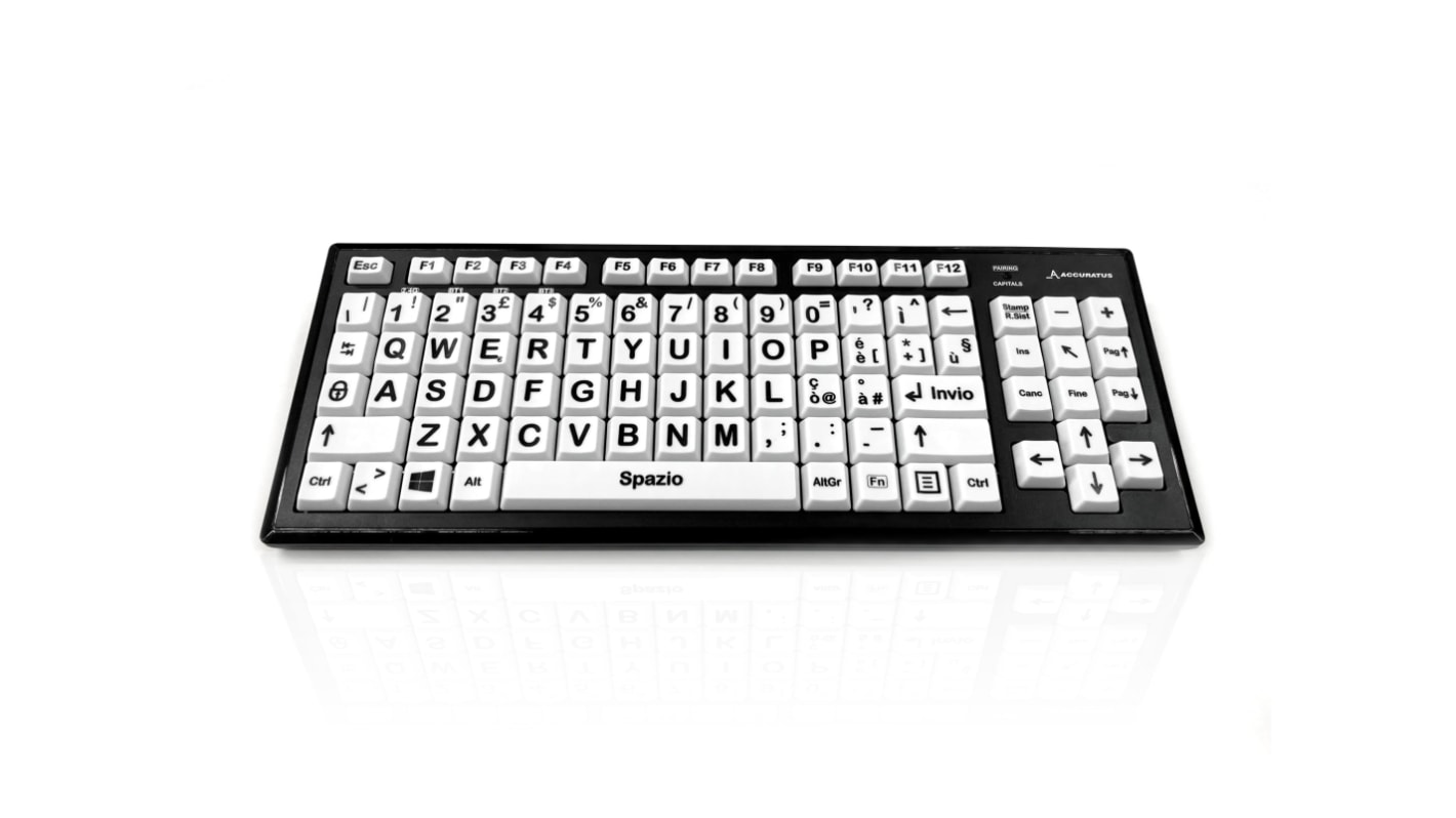 Ceratech KYB-M2BLK-UCITBT Wireless Bluetooth Vision Impairment Keyboard, QWERTY (Italy), Multi Colour