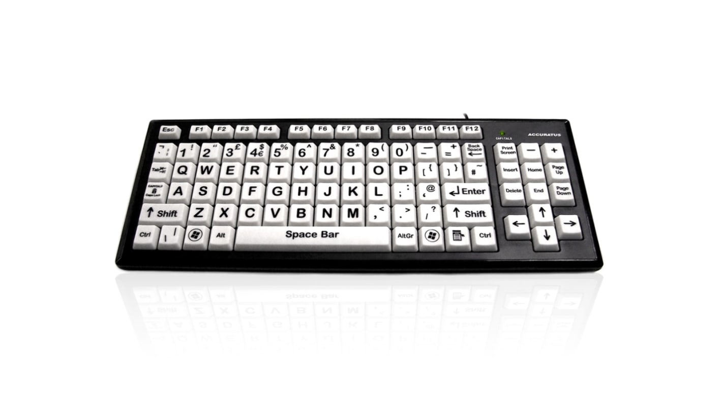 Ceratech KYB-MON2BLK-UCUH Wired USB Vision Impairment Keyboard, QWERTY, White