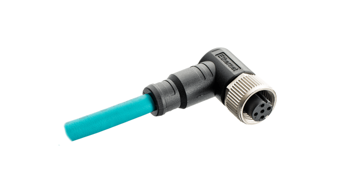 Amphenol Industrial Right Angle Female 4 way M12 to Unterminated Actuator/Sensor Cable, 5m