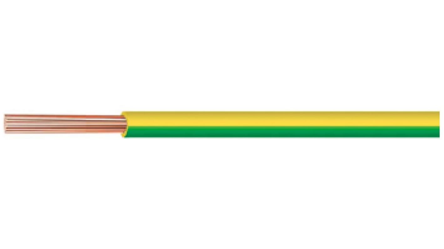 8888 SiF/SiFF Series Green/Yellow 1.5 mm² Hook Up Wire, 15 AWG, 100m, Silicone Insulation, 23613