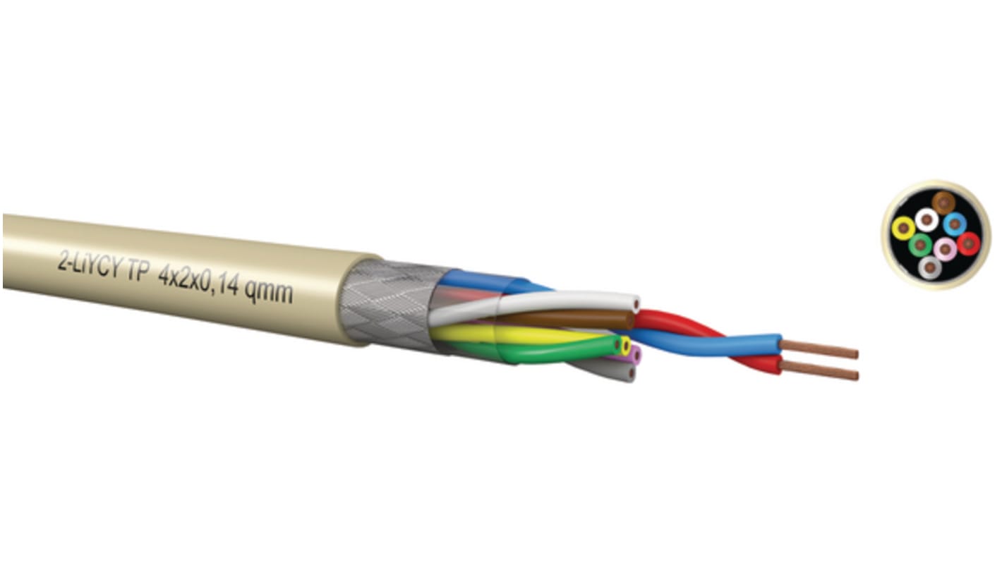 Kabeltronik 8芯 0.14 mm² 双绞线电缆, 26 AWG灰色护套