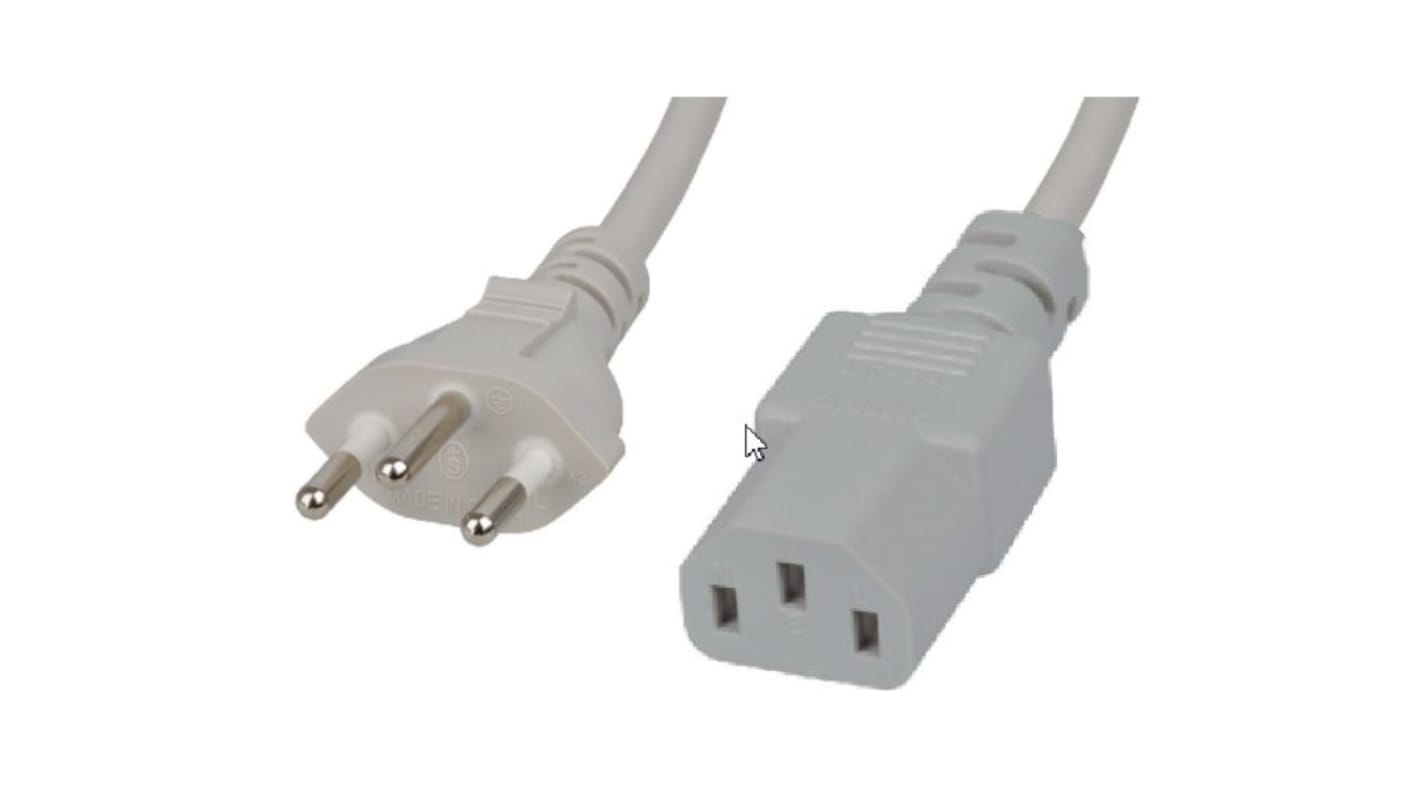 Feller, Power, 2m 3 Core, Grey Polyvinyl Chloride PVC Power Cable