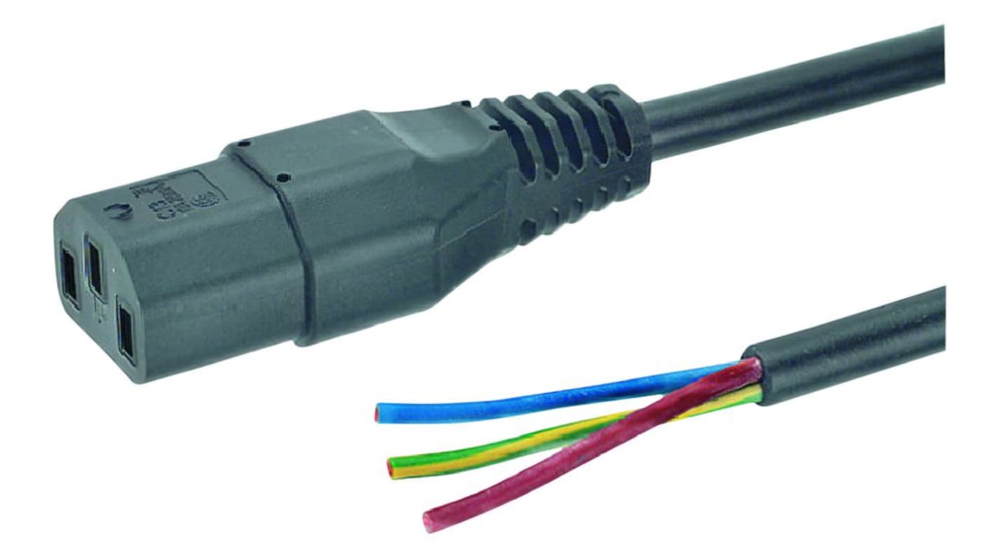 Feller, Power, 2.5m 3 Core, Black Polyvinyl Chloride PVC Power Cable