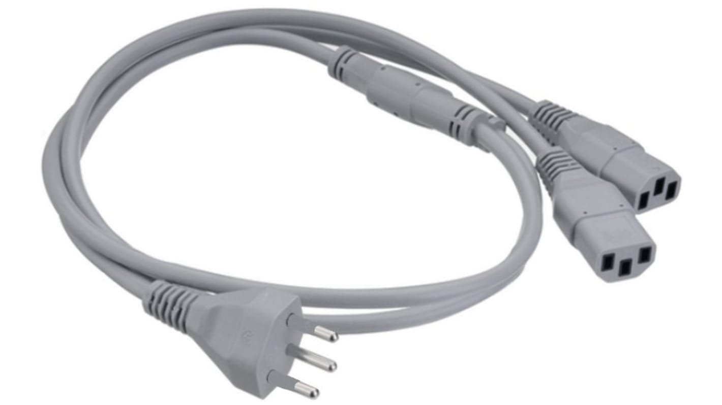 Feller Power 1 mm² 3 Core Power Cable, Grey Polyvinyl Chloride PVC, 1m