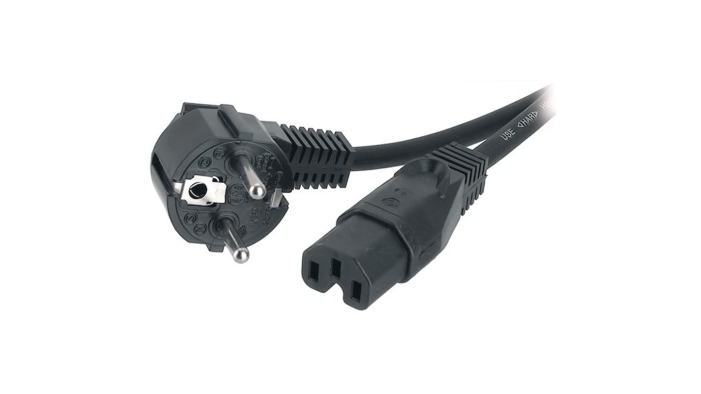 Feller 3 Core Power Cable, 1 mm², 2m, Black Polyvinyl Chloride PVC Sheath, Power, 10 A, 250 V