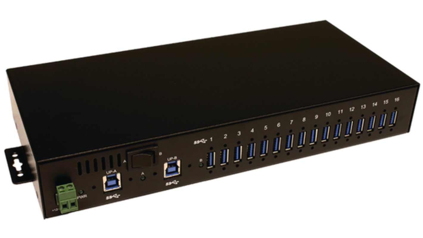 Exsys 16 Port USB 3.2 USB A, USB B  Hub, 130 x 308 x 44mm