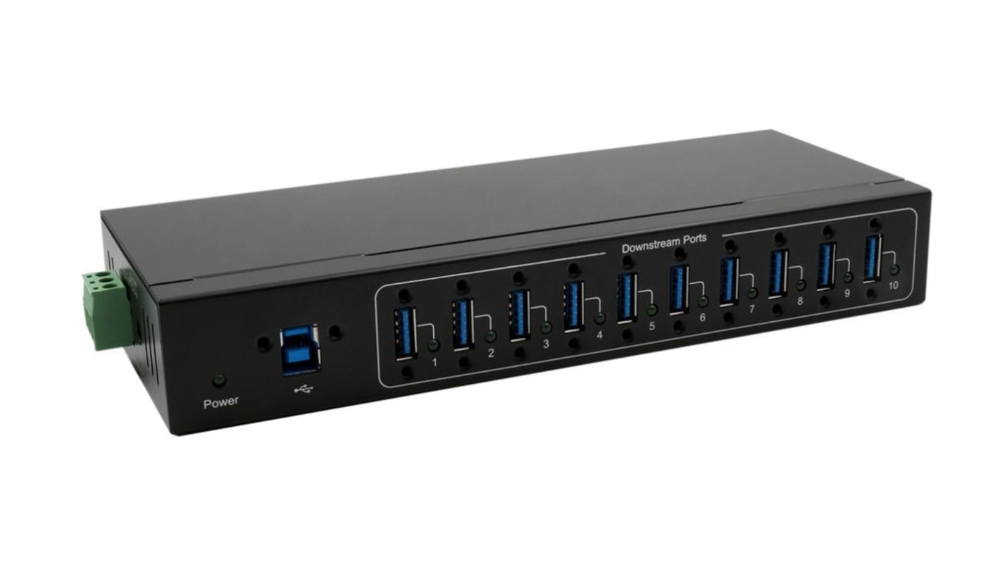 Exsys 10 Port USB 3.2 USB A  Hub, 200.00 x 78.00 x 30.70mm