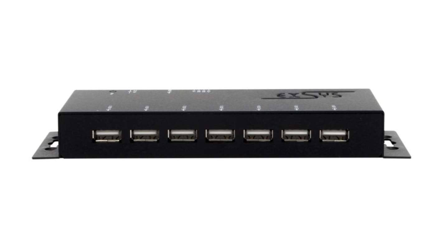 Exsys 7 Port USB 2.0 USB A, USB B  Hub, 181.00 x 59.40 x 22.90mm