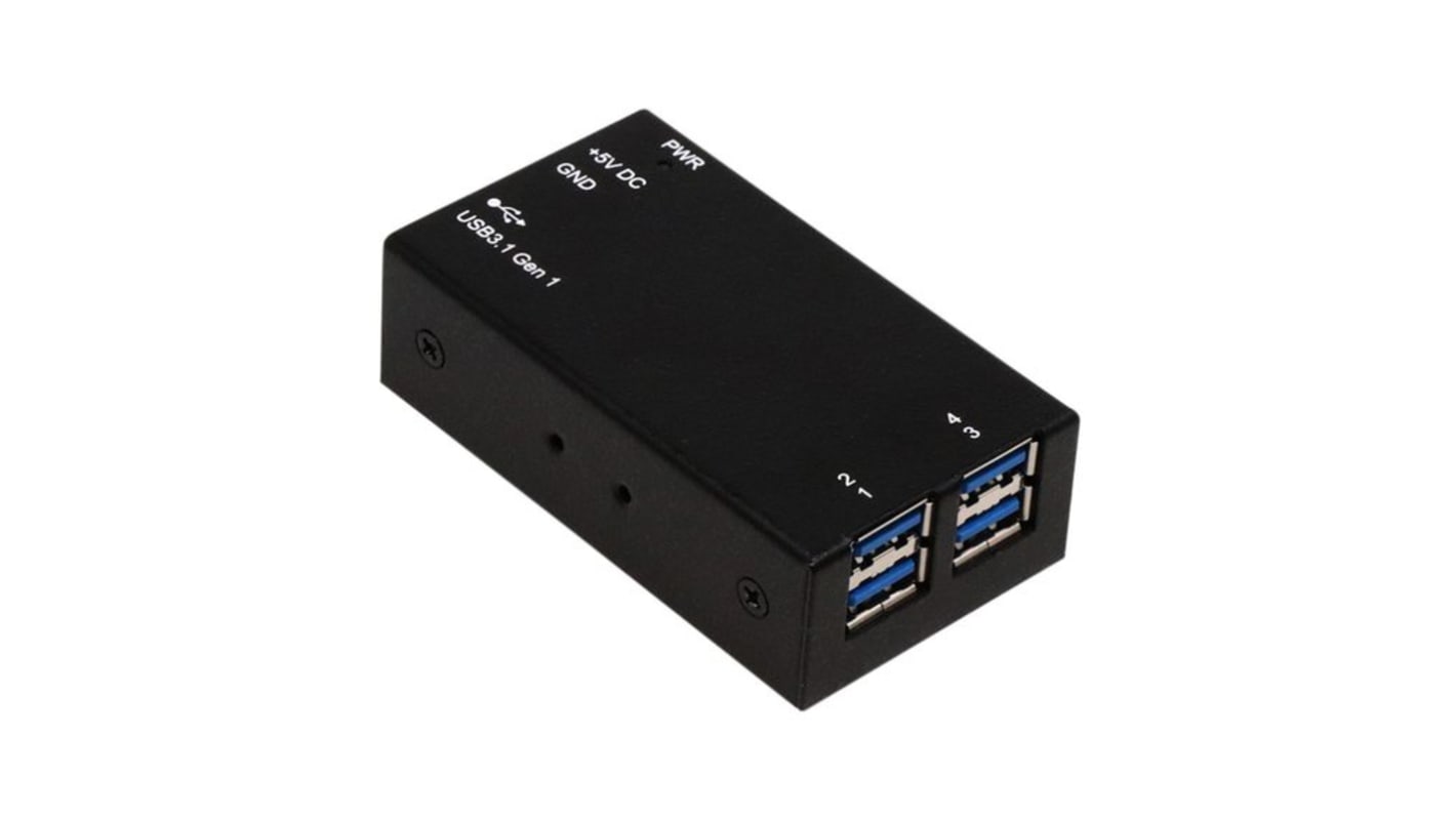 Exsys 4 Port USB 3.2 USB A, USB B  Hub, 82 x 47 x 24mm