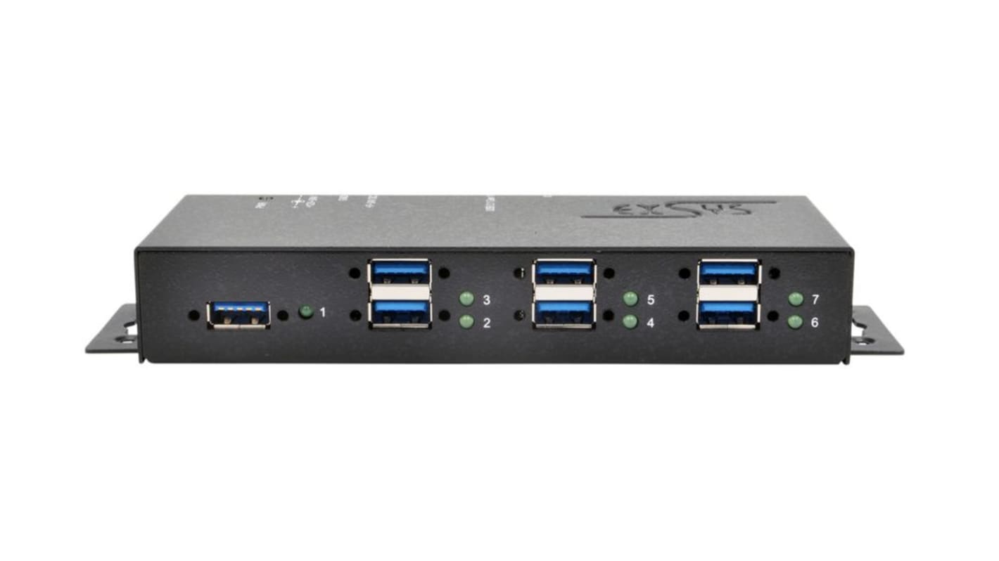 Exsys 7 Port USB 3.0, USB 3.1, USB 3.2 USB A, USB B  Hub, 178.60 x 60 x 25.45mm