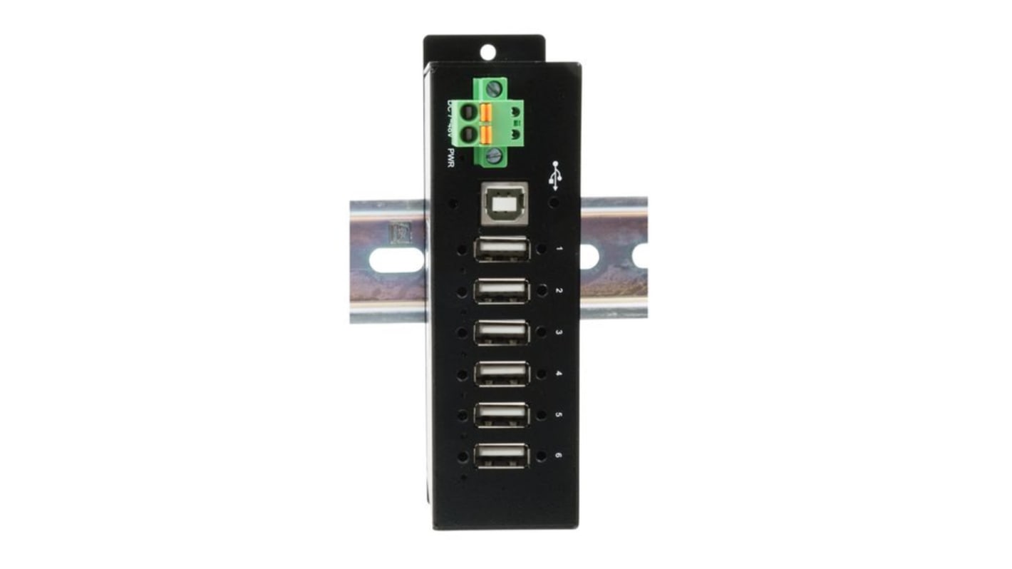 Exsys 6 Port USB 2.0 USB A, USB B  Hub, 132.50 x 80.20 x 36.20mm